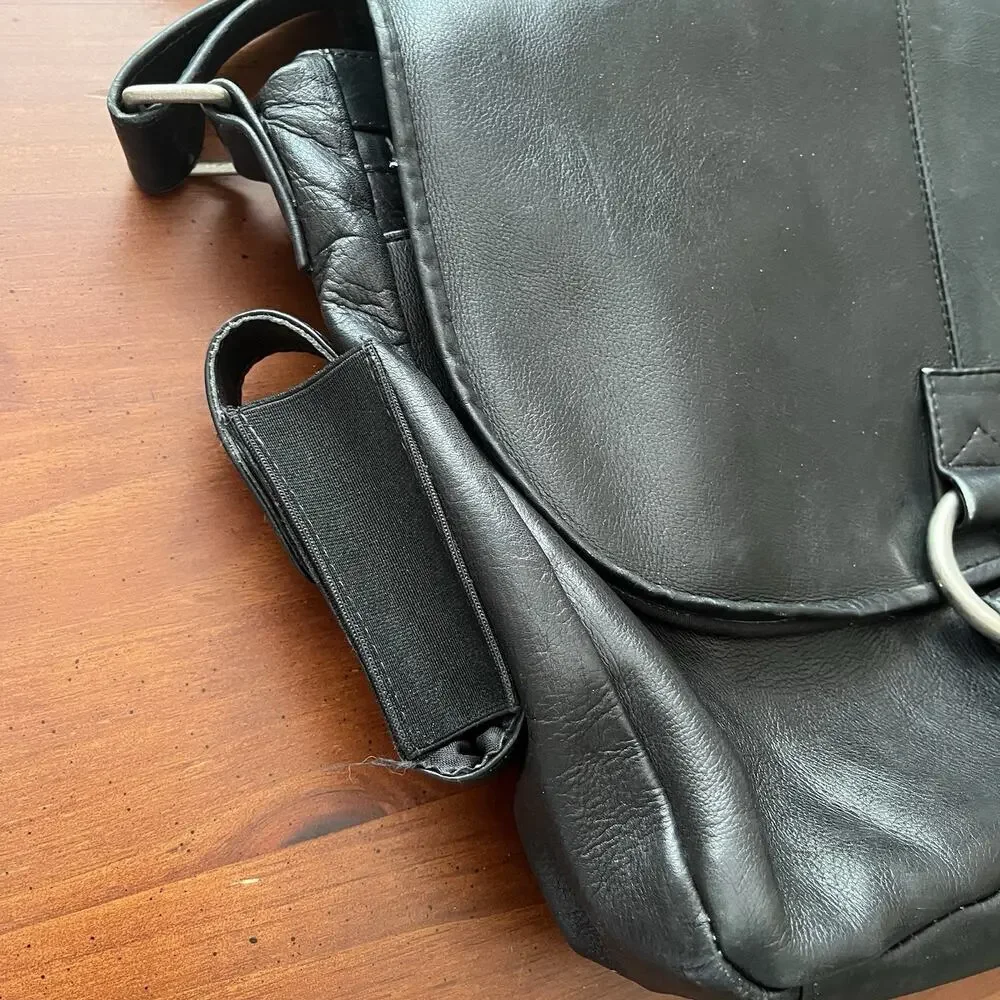 Vintage Wilsons Leather Satchel Messenger Black Shoulder Bag Laptop Briefcase